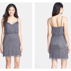 Adrianna Papell Sequin Mesh Blouson Dress 6 10 12